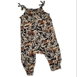 Old Navy Baby Girl Tiger & Palm Sleeveless Tie-Knot Jumpsuits Size 3-6 Months